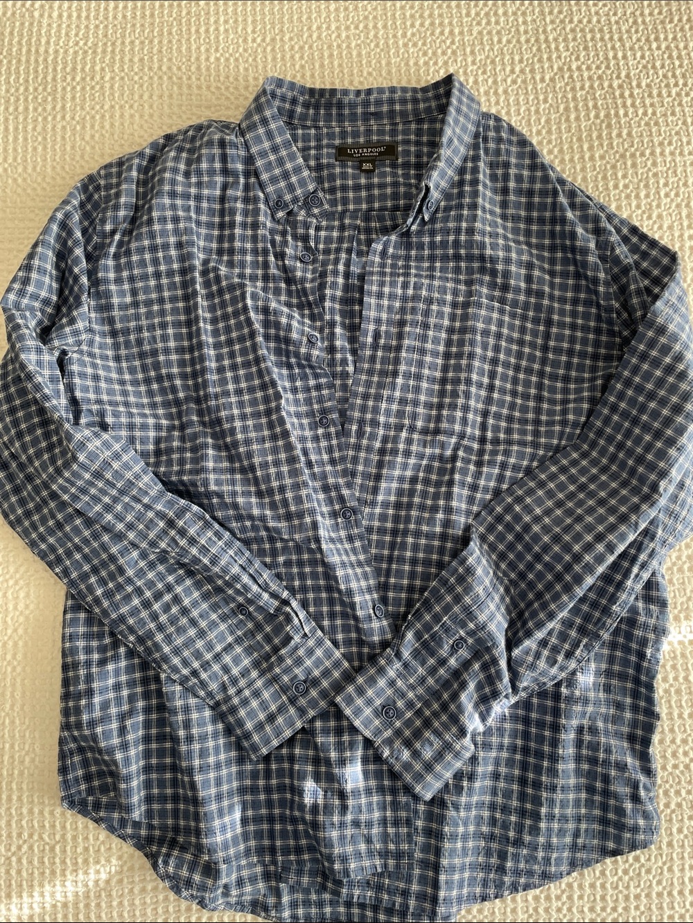 Liverpool Blue Plaid Button-Down Shirt
